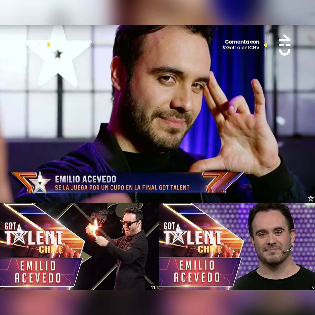 Collage de Emilh durante su participación en Got Talent Chile.